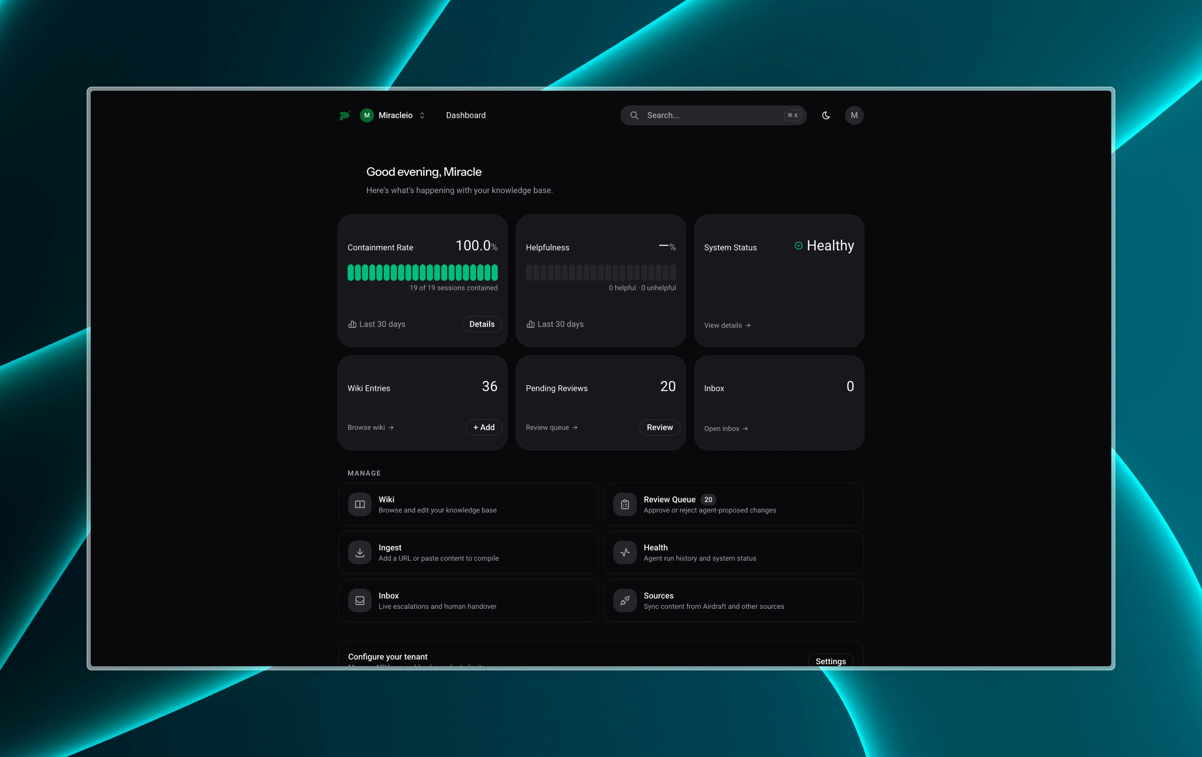 Basegent dashboard