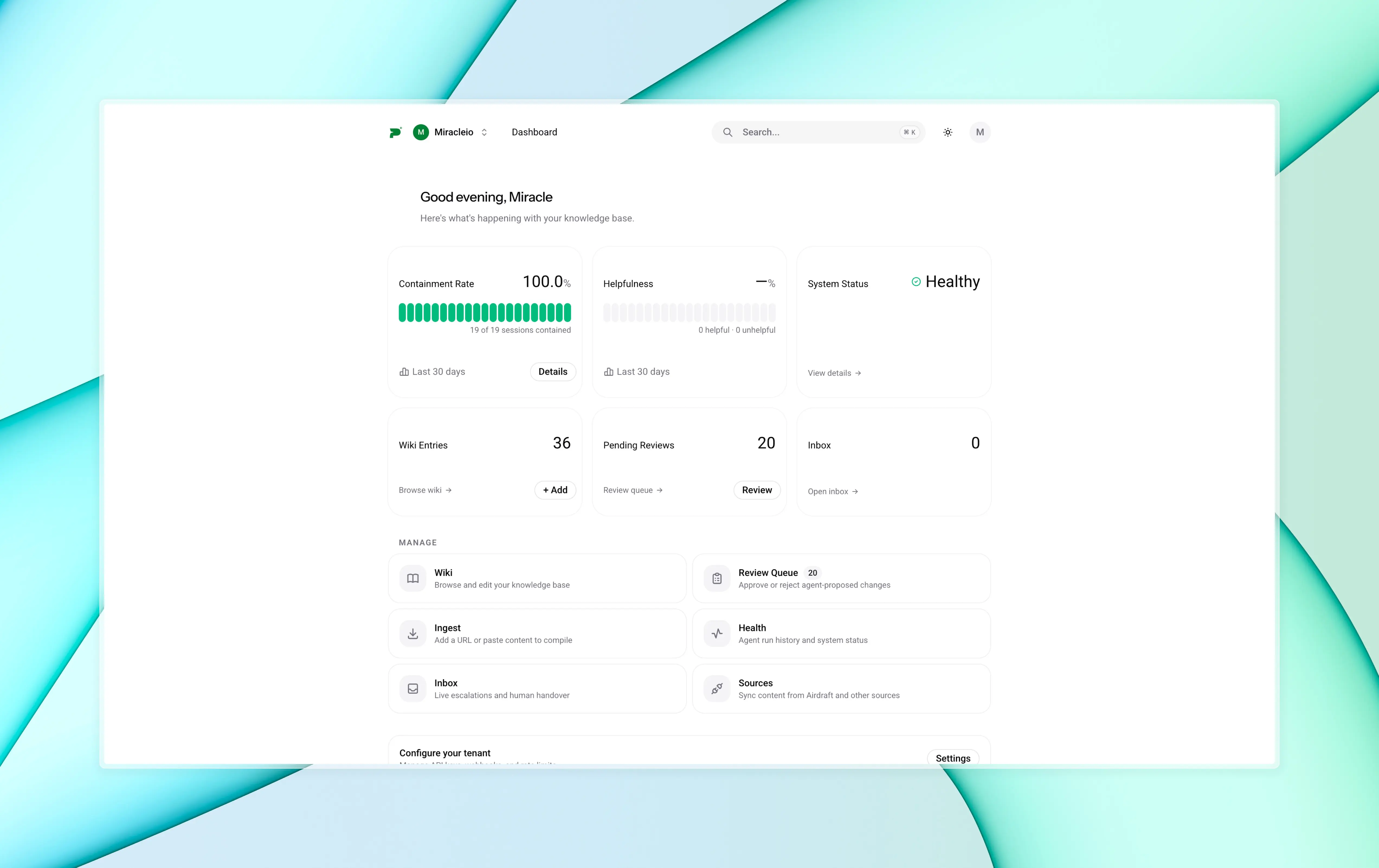 Basegent dashboard
